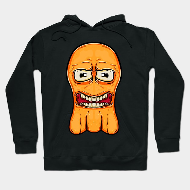 Orange boo doodle face monster Hoodie by Dzulhan